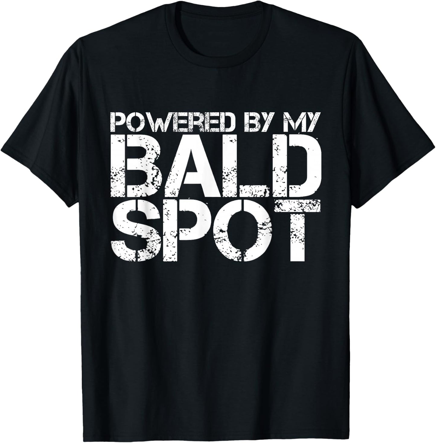 Gag Gift Bald Man Funny Hair Loss Shirt Powered T-Shirt - T-Shirt | Black