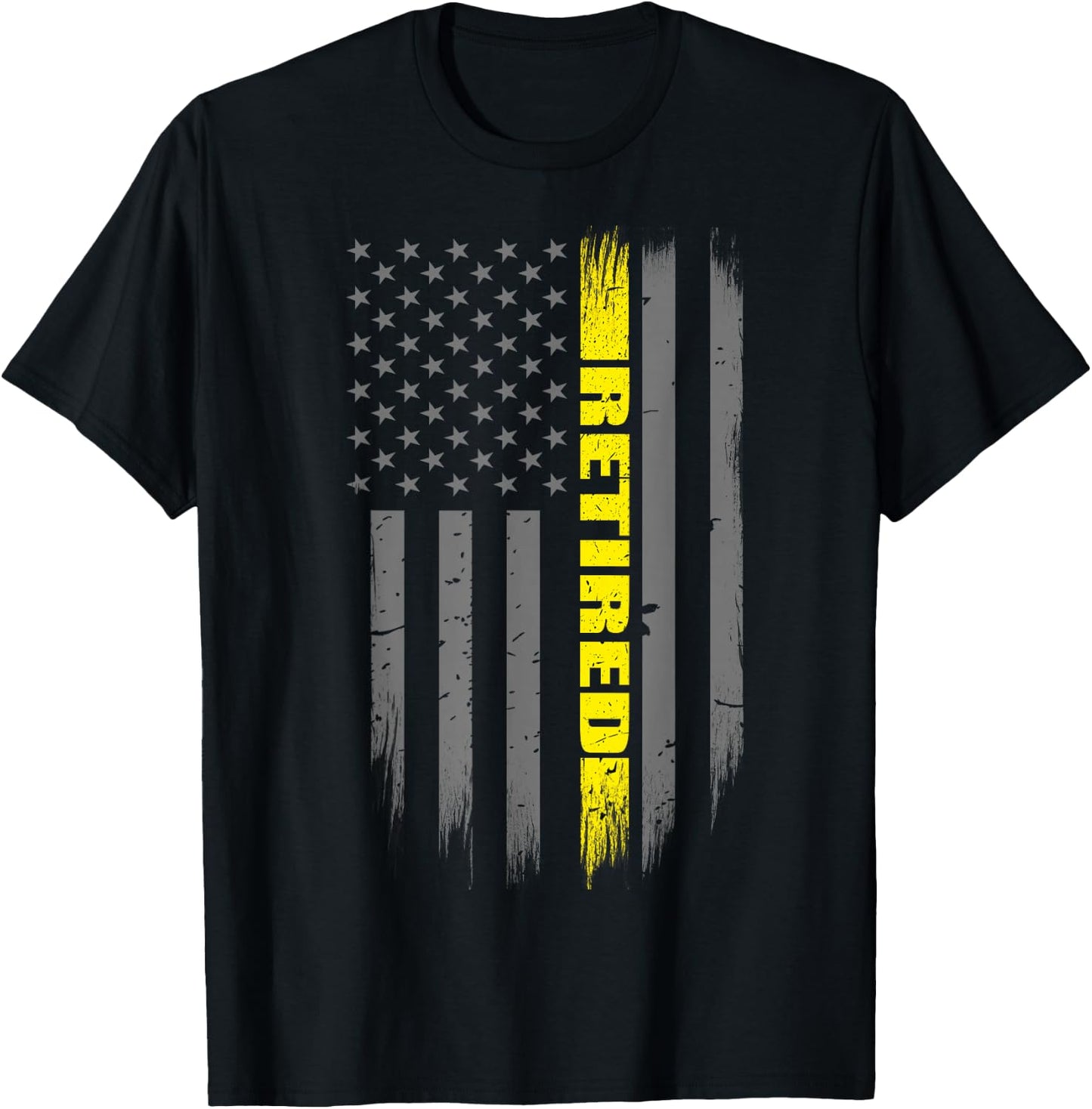 Retired 911 Dispatcher Gift - Thin Gold Line Flag T-Shirt - T-Shirt | Black