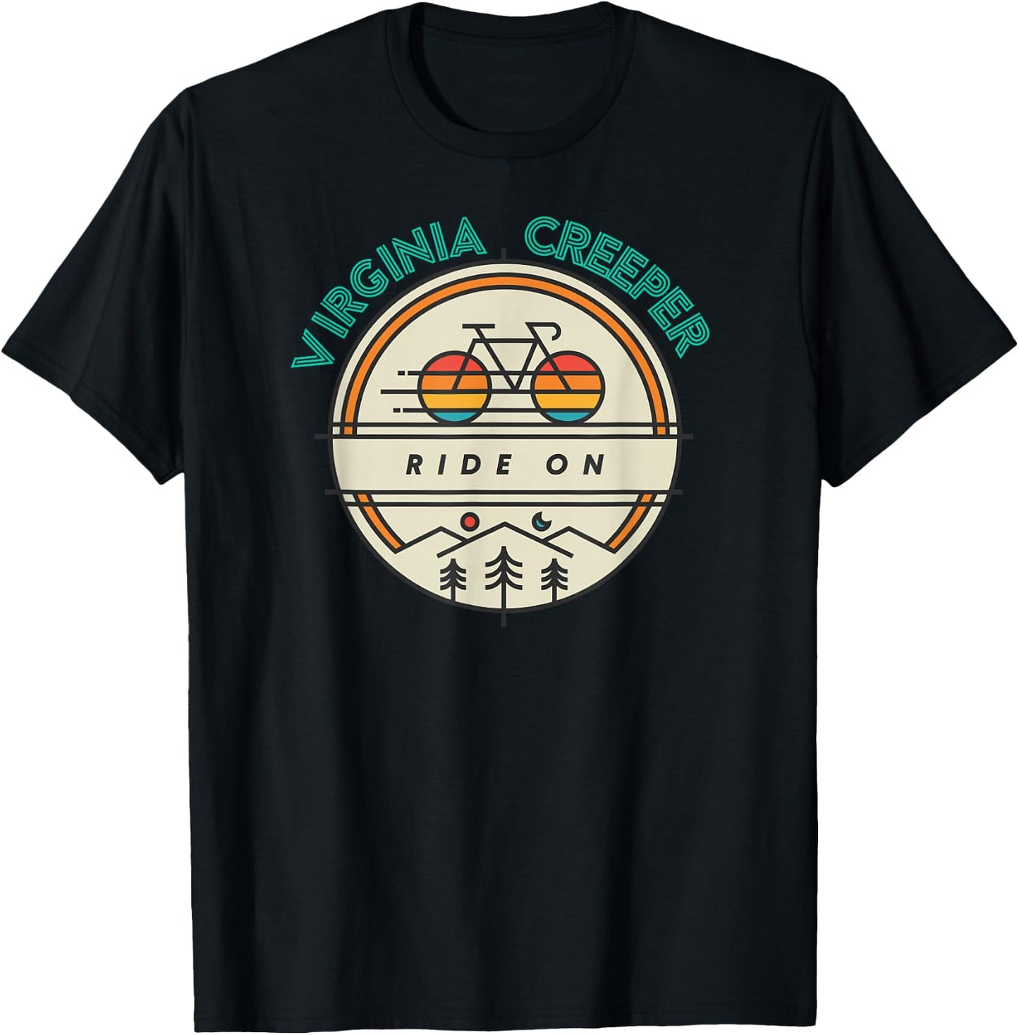 Virginia Creeper Trail Retro Mountain Bike and Hike T Shirt T-Shirt - T-Shirt | Black
