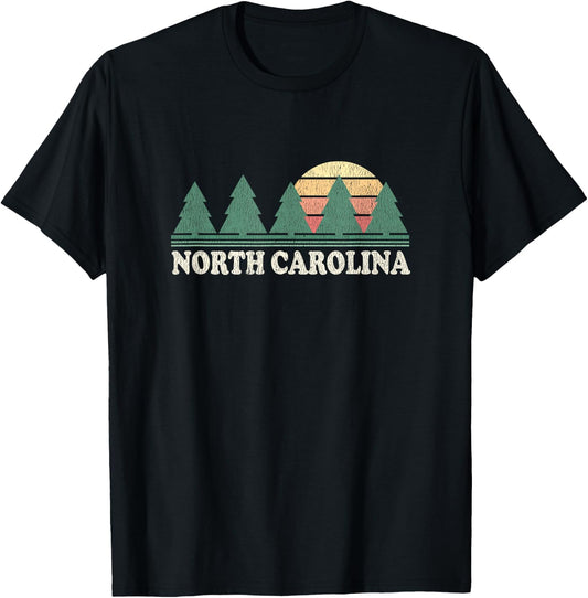 North Carolina NC Vintage 70s Retro T-Shirt - T-Shirt | Black