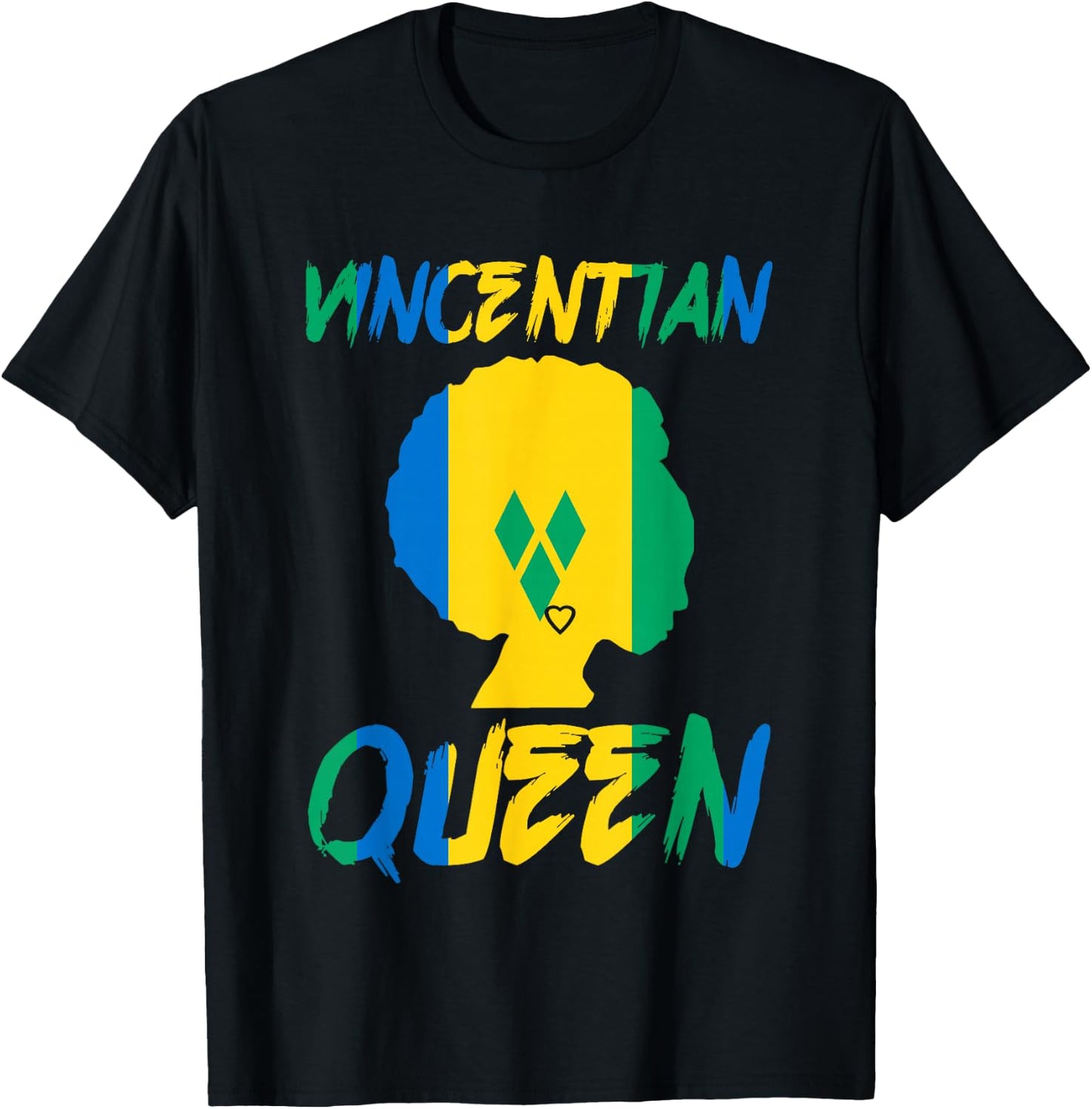 Vincentian Queen St Vincent Grenadines Flag Afro Pride Home T-Shirt - T-Shirt | Black