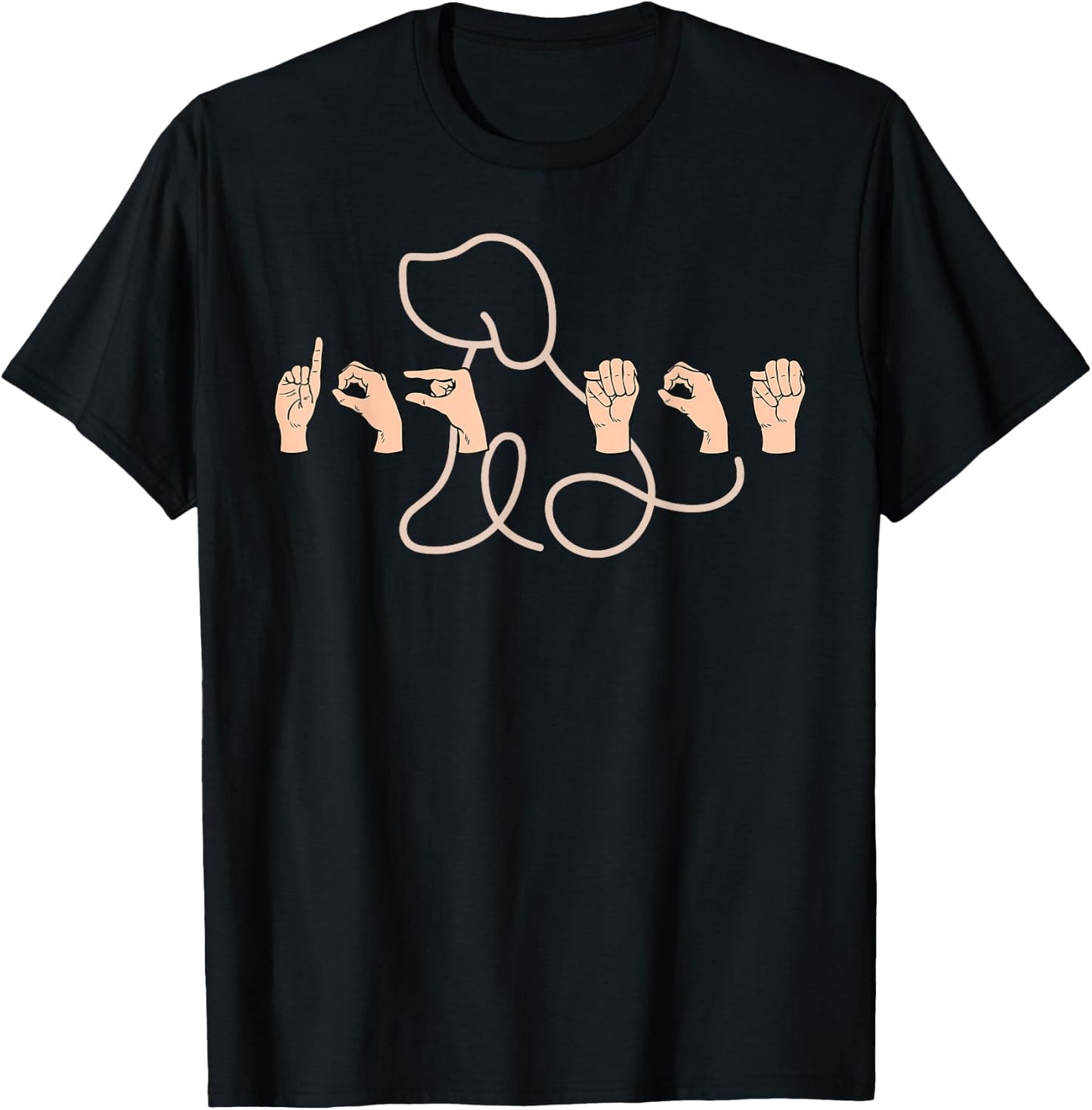 ASL Dog Mom American Sign Language Deaf ASL Teacher T-Shirt - T-Shirt | Black