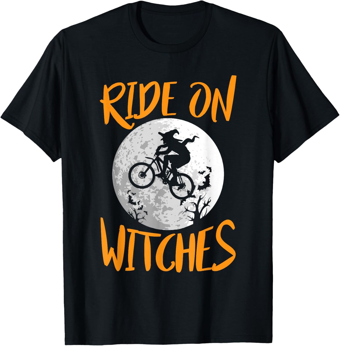 Funny Halloween Full Moon Ride On Witches Cycling Bike Shirt T-Shirt - T-Shirt | Black