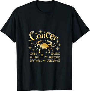 Cancer Zodiac Gold T-Shirt - T-Shirt | Black
