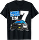 Kids Police Car 7th Birthday Boy 7 Cop Policeman Officer Seven T-Shirt - T-Shirt | Black