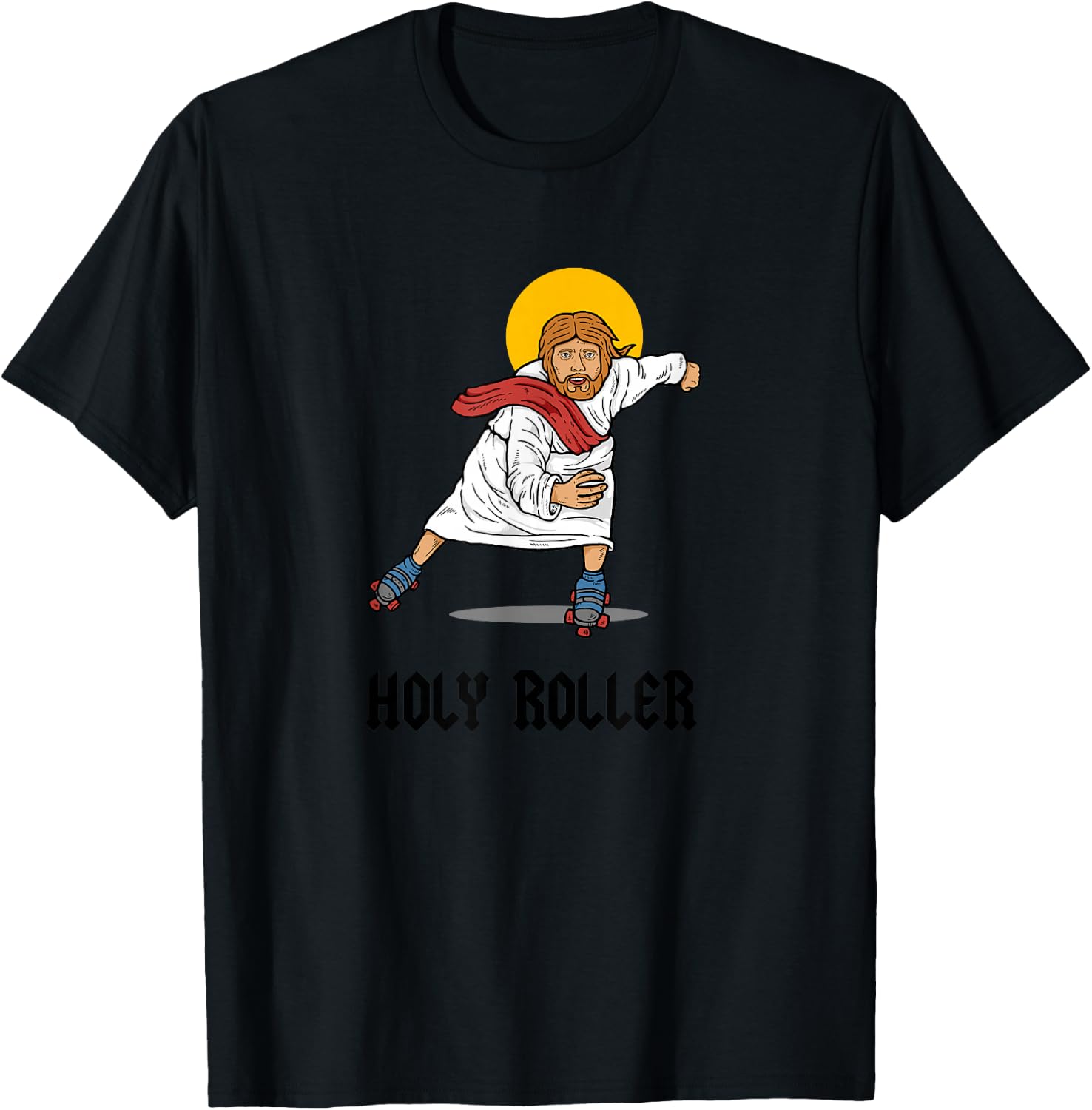 Holy Roller - Jesus Roller Skates Skating T-Shirt - T-Shirt | Black