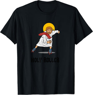 Holy Roller - Jesus Roller Skates Skating T-Shirt - T-Shirt | Black