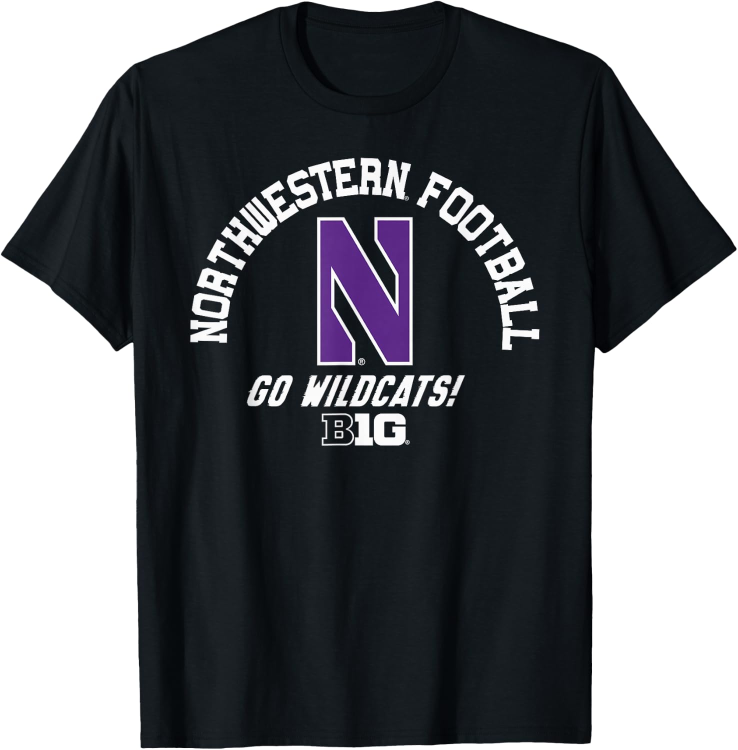 Northwestern Wildcats Big 10 Football Logo T-Shirt - T-Shirt | Black
