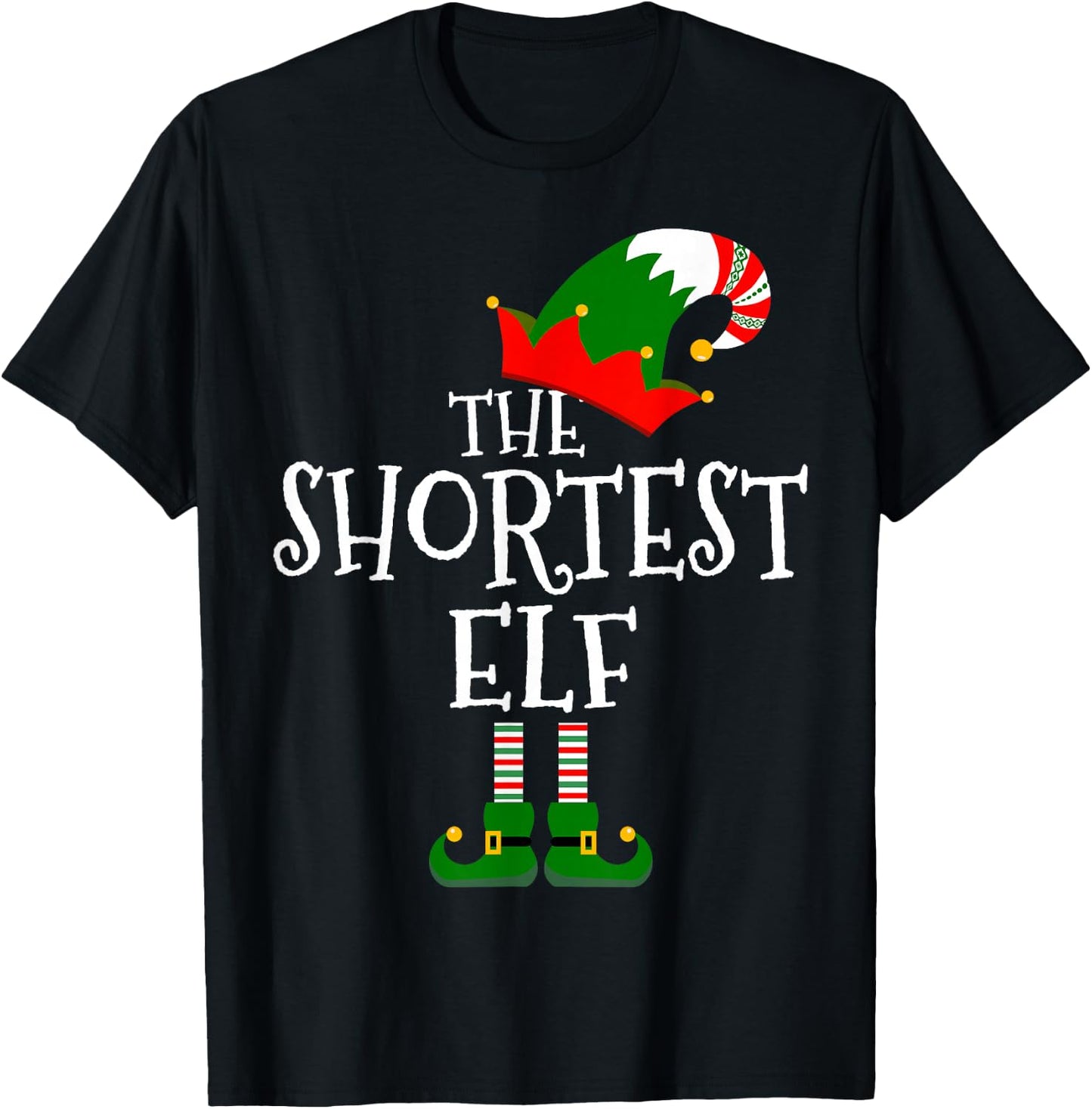Funny The Shortest Elf Matching Family Group Gift Christmas T-Shirt - T-Shirt | Black