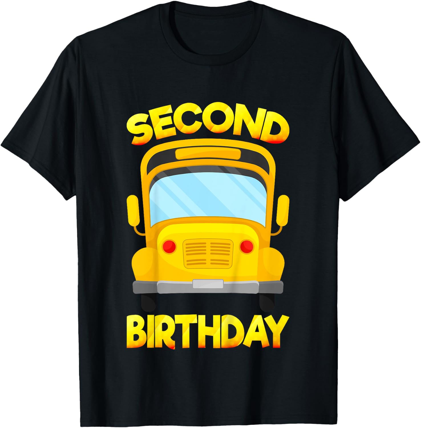 Kids 2 Years Old Kids 2nd Birthday Second School Bus Birthday T-Shirt - T-Shirt | Black