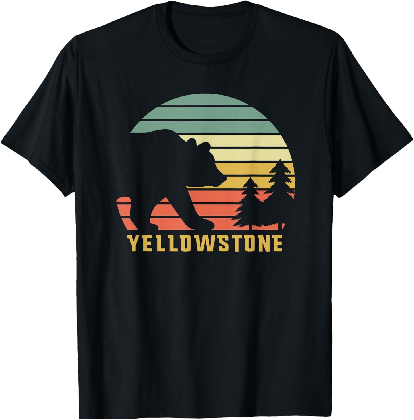 Vintage Yellowstone National Park Retro Bear Souvenir Gift T-Shirt - T-Shirt | Black