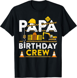 Papa Birthday Crew Construction Birthday Party Gift T-Shirt - T-Shirt | Black