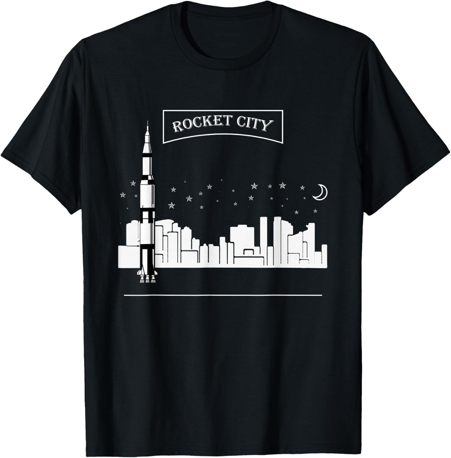 Rocket City Shirt Alabama Huntsville Space Moon Aerospace T-Shirt - T-Shirt | Black