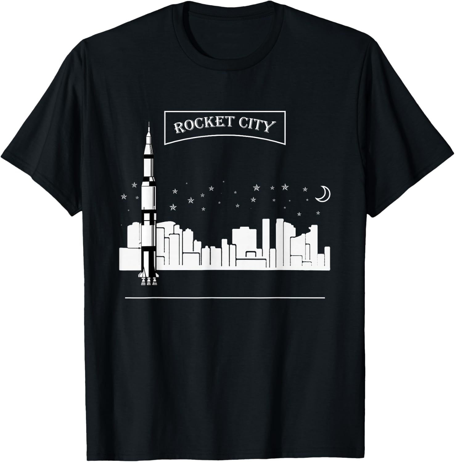 Rocket City Shirt Alabama Huntsville Space Moon Aerospace T-Shirt - T-Shirt | Black