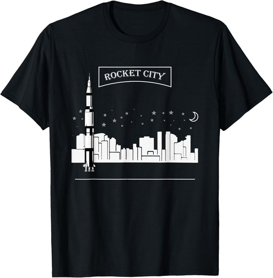 Rocket City Shirt Alabama Huntsville Space Moon Aerospace T-Shirt - T-Shirt | Black
