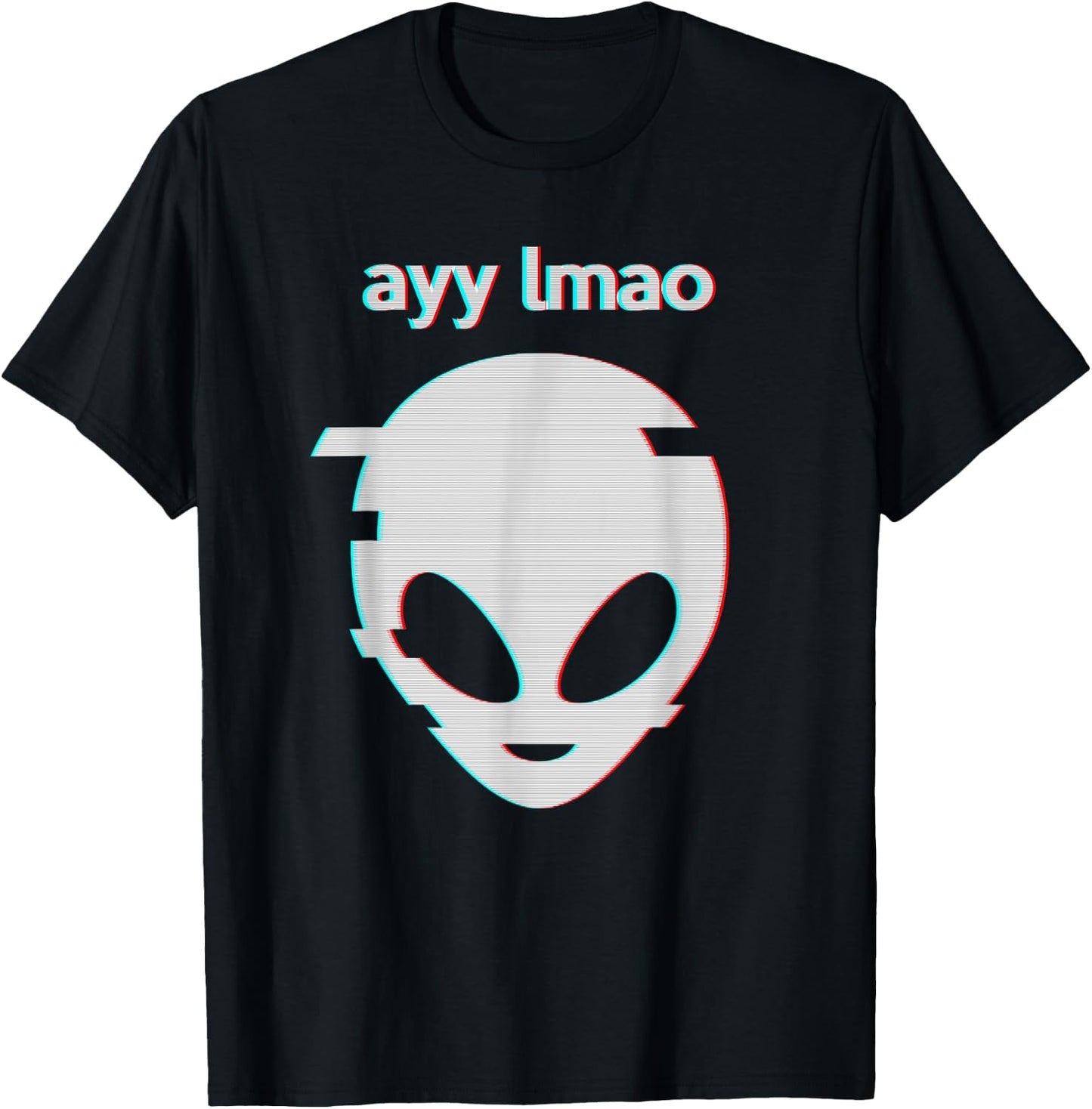 Vaporwave Ayy Lmao Meme Glitch art design Style Alien face T-Shirt - T-Shirt | Black