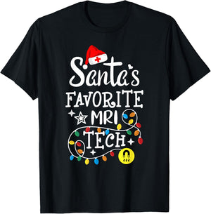 Santa's Favorite MRI Tech - Magnetic Resonance Imaging Techs T-Shirt - T-Shirt | Black