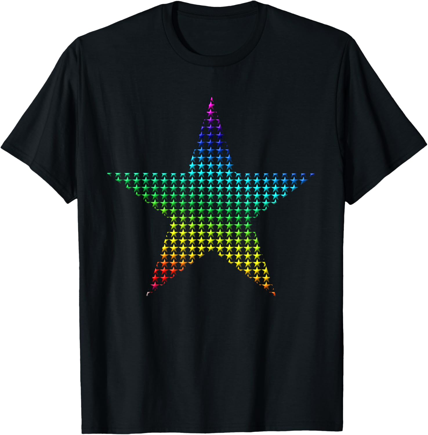 Multicoloured stars in the star rainbow graphic T-Shirt - T-Shirt | Black