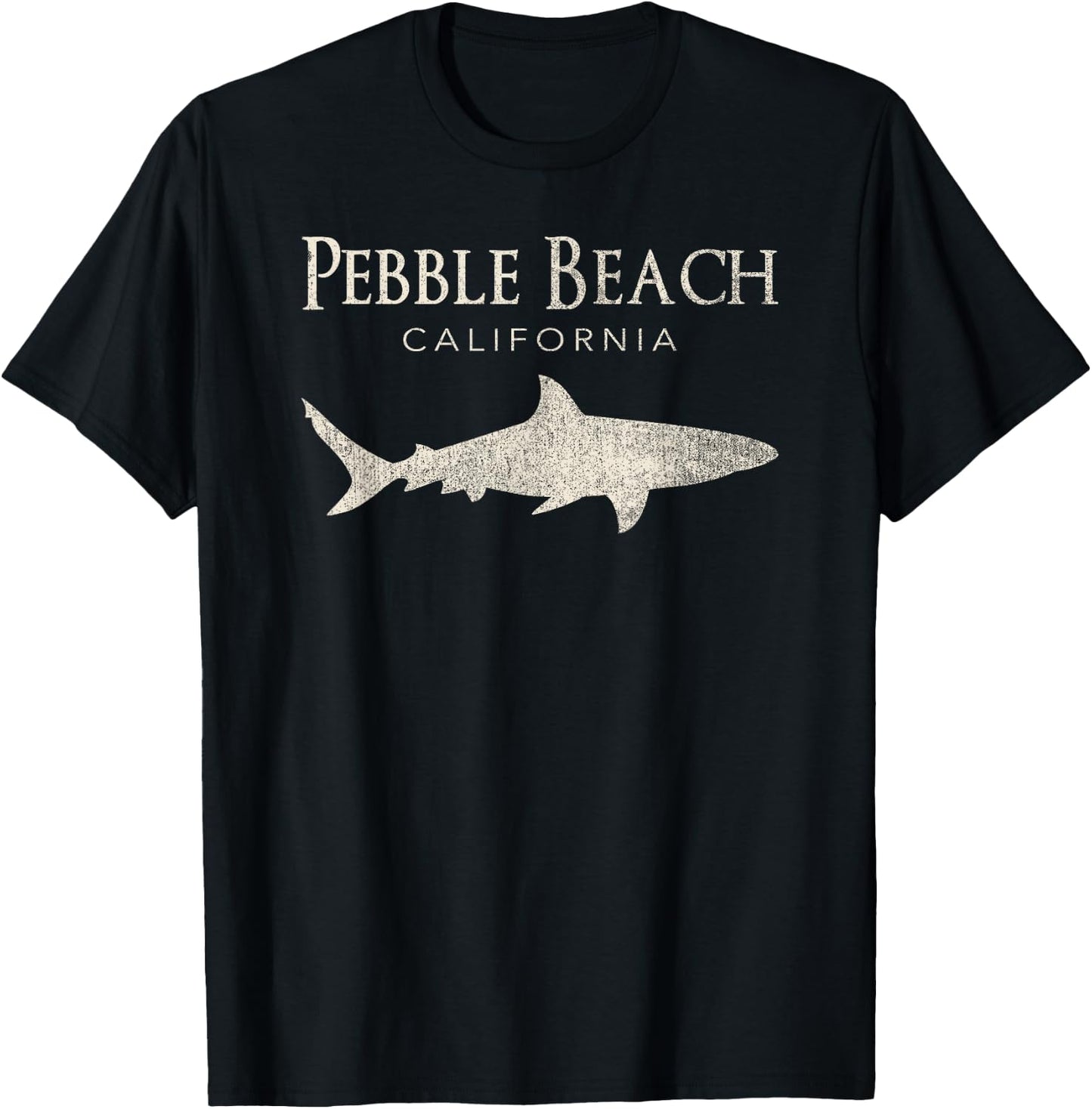 Retro Pebble Beach CA Shark T-Shirt - T-Shirt | Black