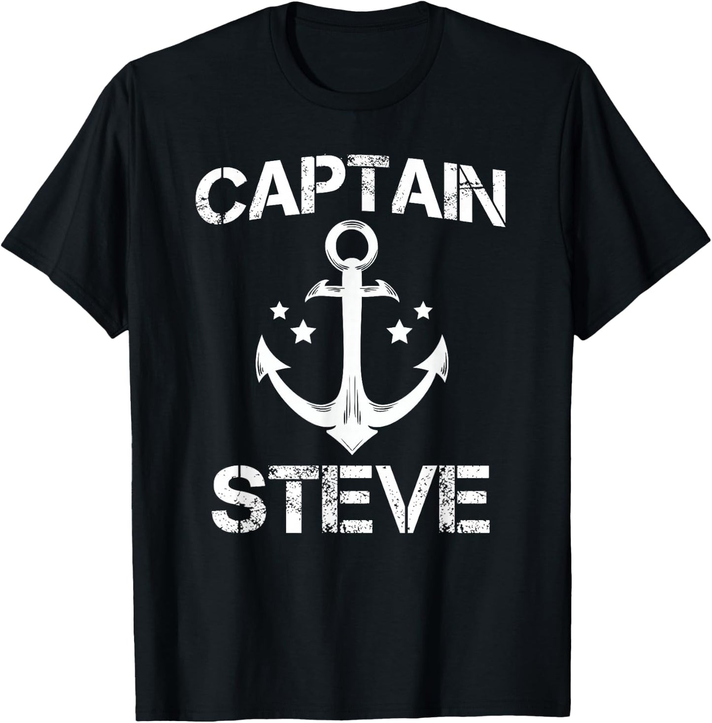 CAPTAIN STEVE Funny Birthday Personalized Name Boat Gift T-Shirt - T-Shirt | Black