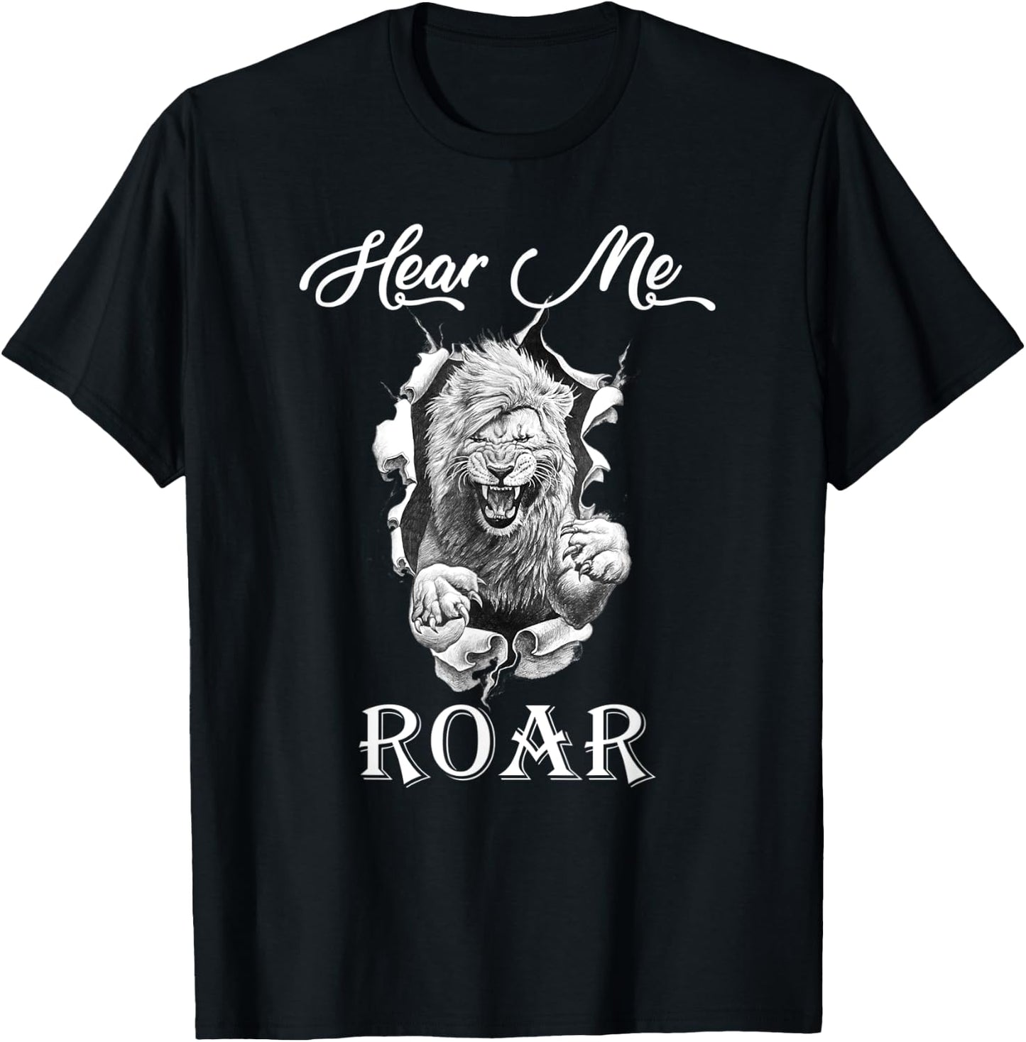 Lion Shirt Hear Me Roar Funny Lions Lovers Gift T-Shirt - T-Shirt | Black