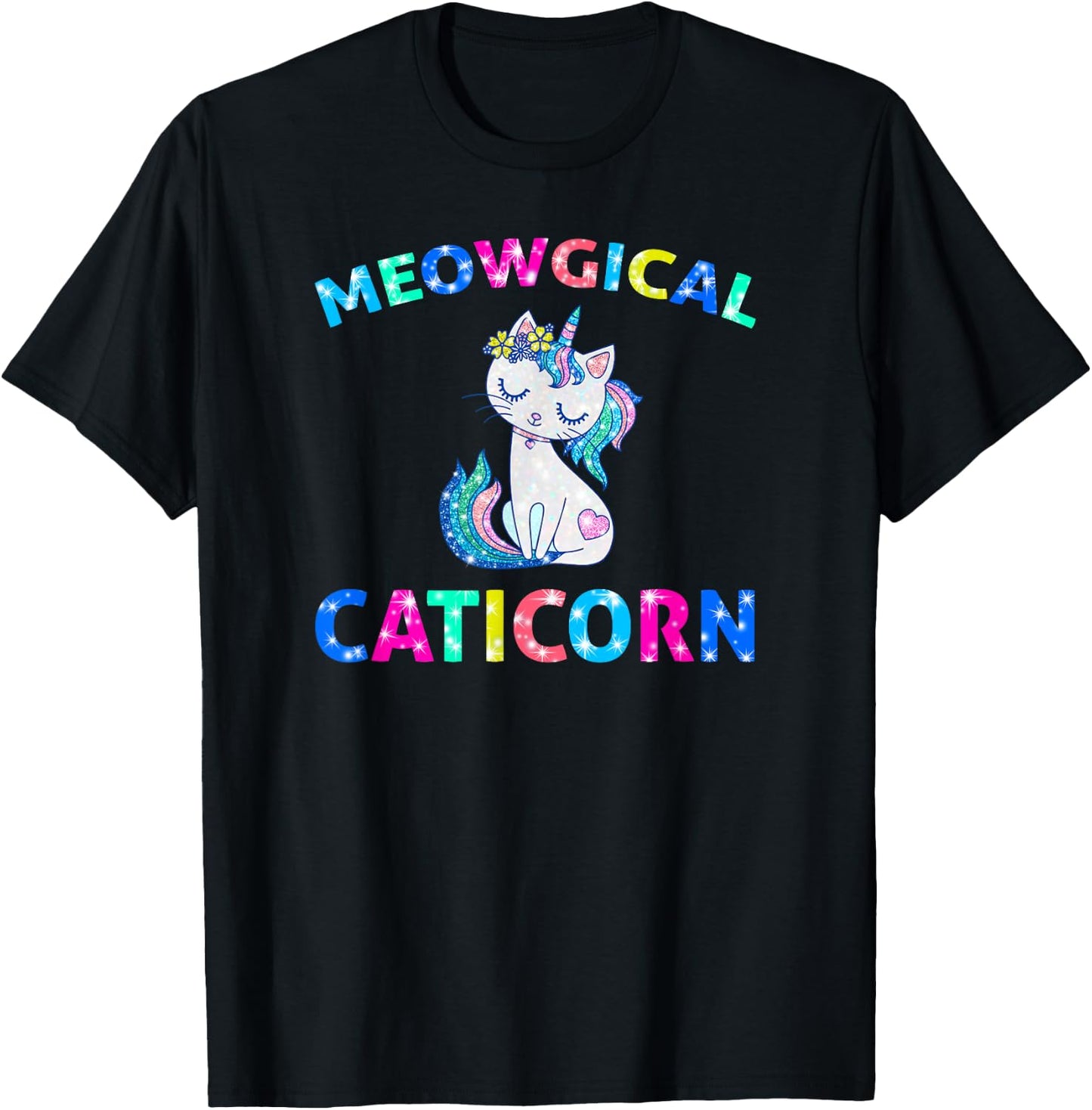 Meowgical Caticorn Shirt Unicorn Cat Kittycorn T-Shirt - T-Shirt | Black