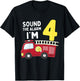 Kids Fire Truck 4th Birthday Boy Kids Firefighter 4 Year Old T-Shirt - T-Shirt | Black