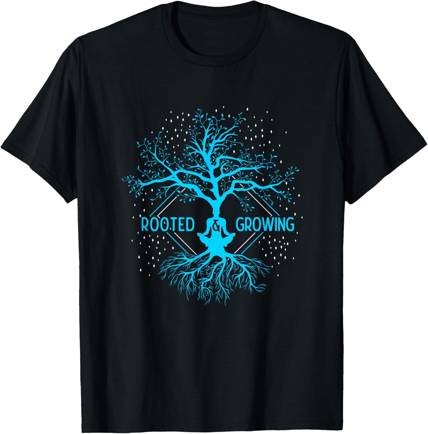Yoga Rooted & Growing Meditation Tree Of Life Yoga T-Shirt - T-Shirt | Black