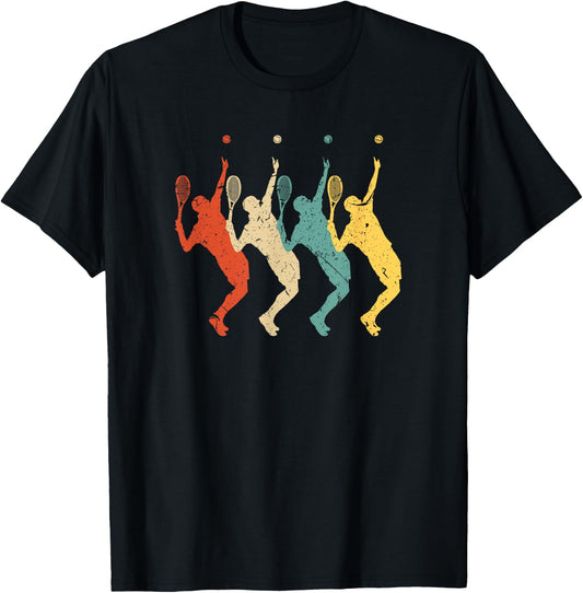 Tennis Vintage Retro 70s 80s Tennis Player T-Shirt - T-Shirt | Black