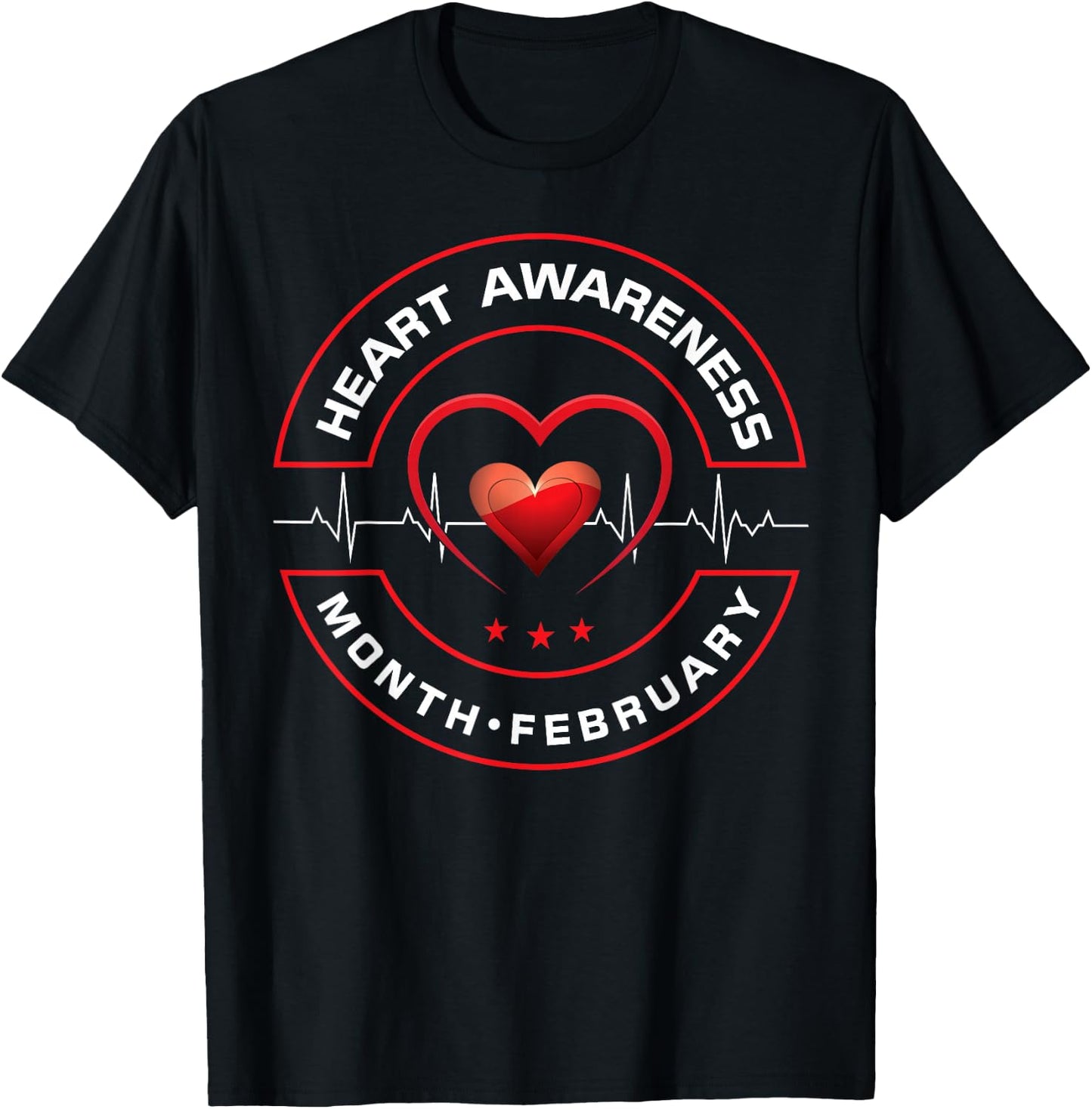 Heart Health Month February American Heart Health T-Shirt - T-Shirt | Black