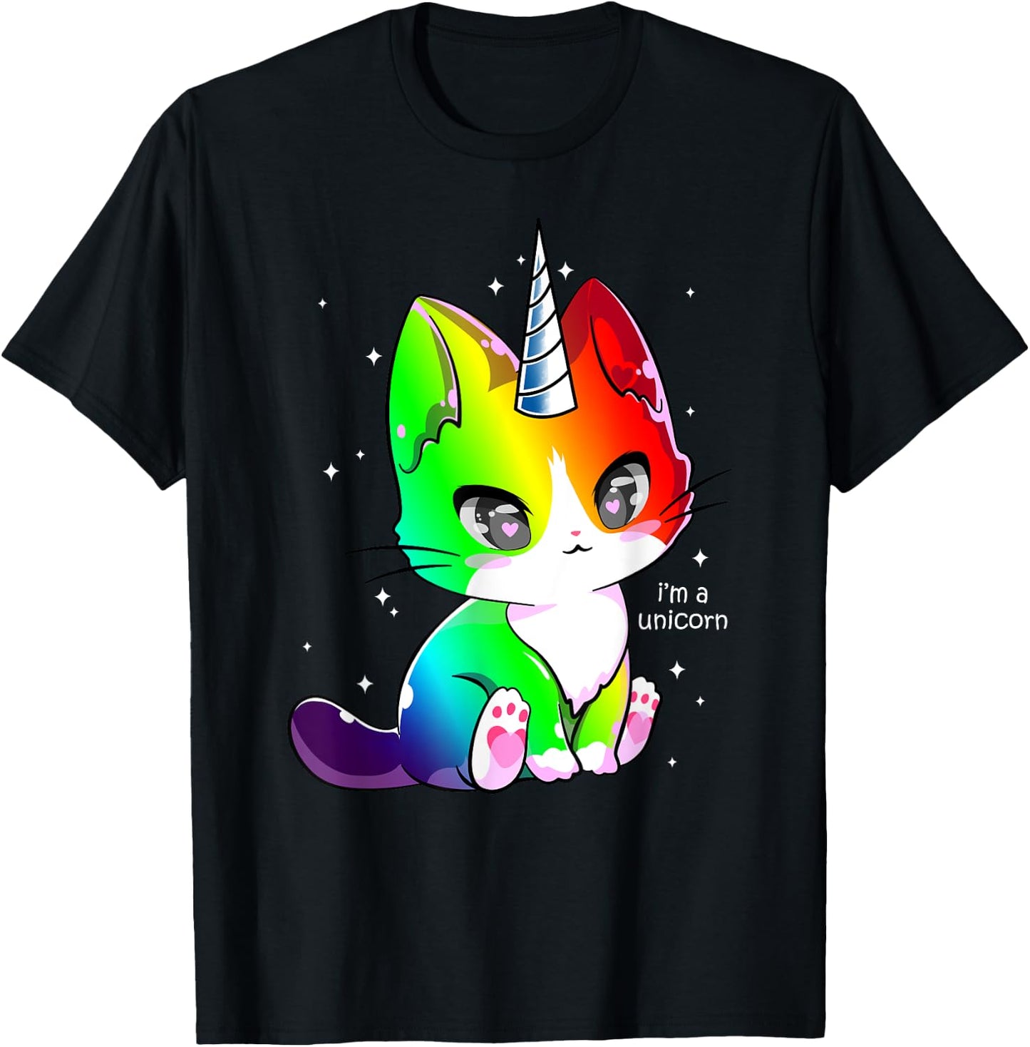 Caticorn Unicorn Cat Kittycorn Girls Women Rainbow Caticorn T-Shirt - T-Shirt | Black