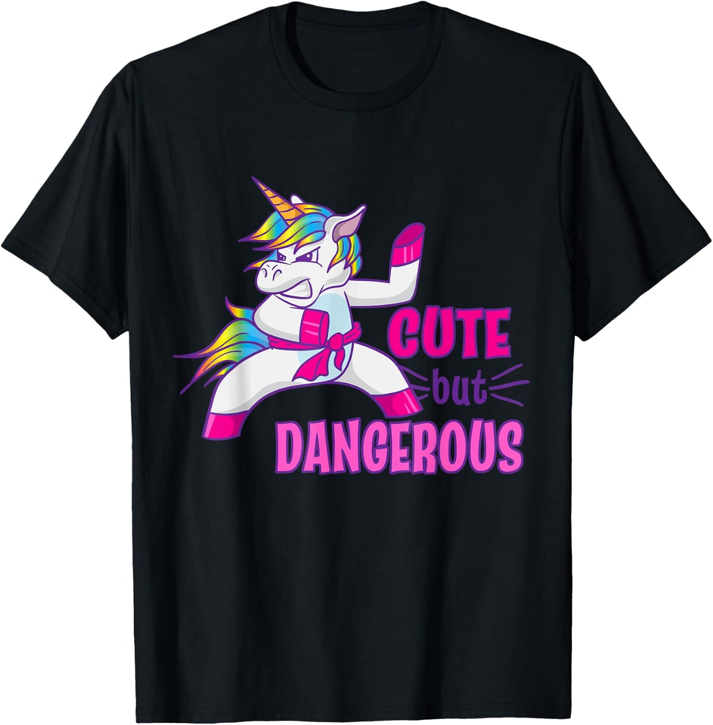 Cute But Dangerous Ninja Karate Taekwondo Kung Fu Unicorn T-Shirt - T-Shirt | Black