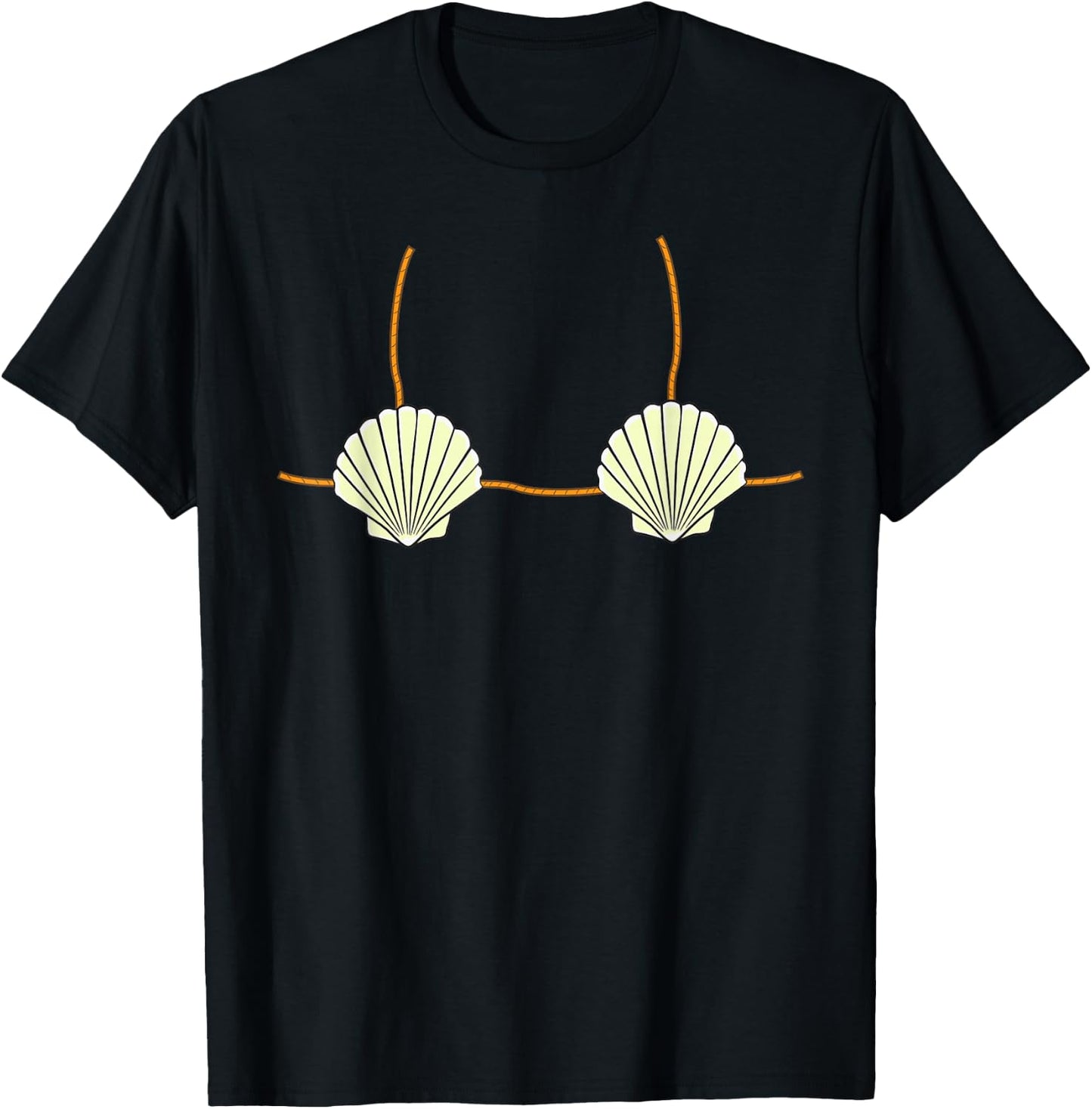 Mermaid Sea Shell Bikini Top Funny T-Shirt - T-Shirt | Black