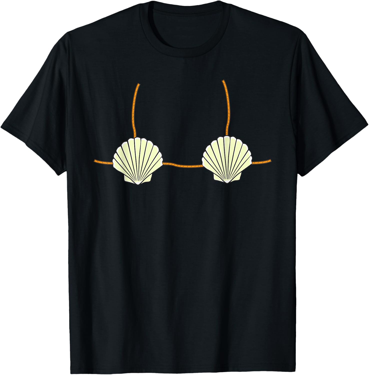 Mermaid Sea Shell Bikini Top Funny T-Shirt - T-Shirt | Black