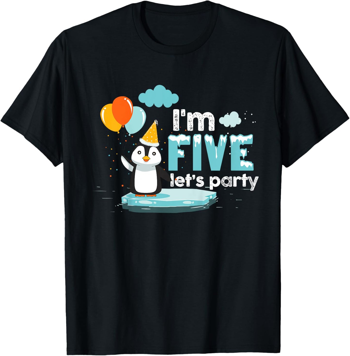I'm 5 Birthday Outfit Penguin Kids Clothing T-Shirt - T-Shirt | Black