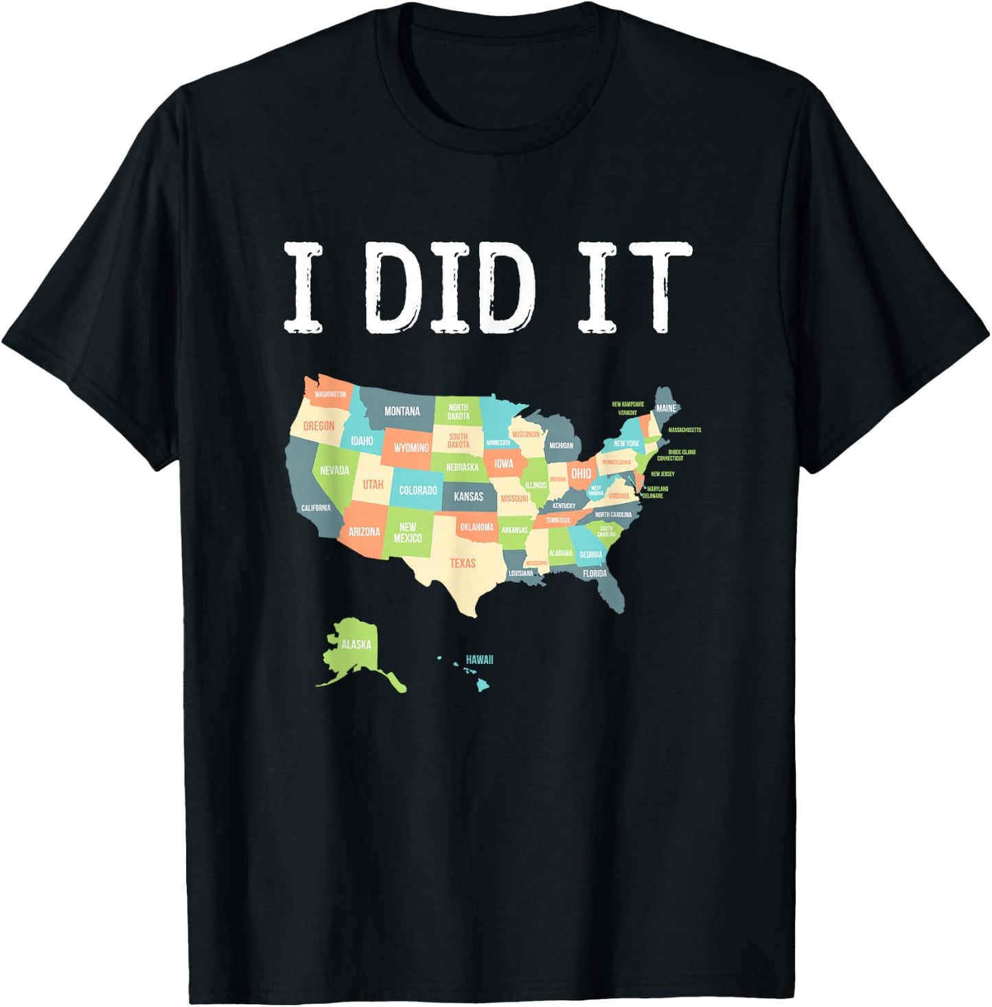 Visited All 50 States Gift, USA map Gift T-Shirt - T-Shirt | Black