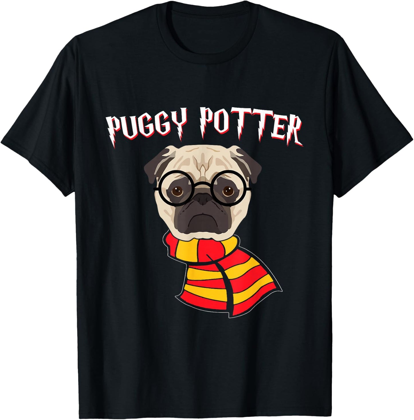 Pug Dog Pet Gift Puggy Potter Nerd Pug Dog T-Shirt - T-Shirt | Black