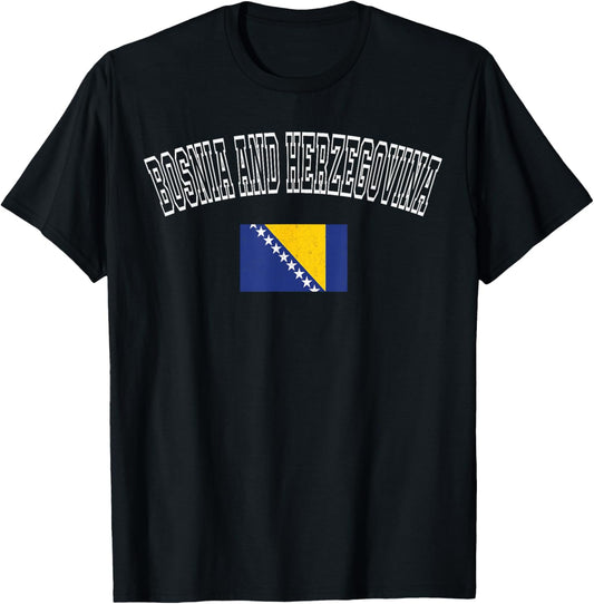 Bosnia and Herzegovina Flag Vintage Retro Heritage Design T-Shirt - T-Shirt | Black