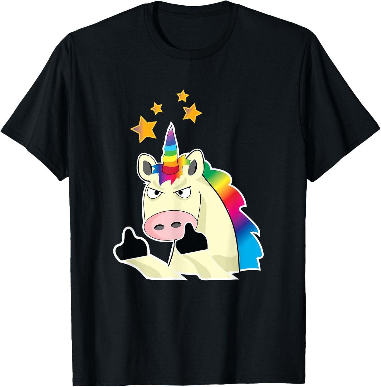 Hilarious Angry Unicorn Flipping you off T-Shirt - T-Shirt | Black