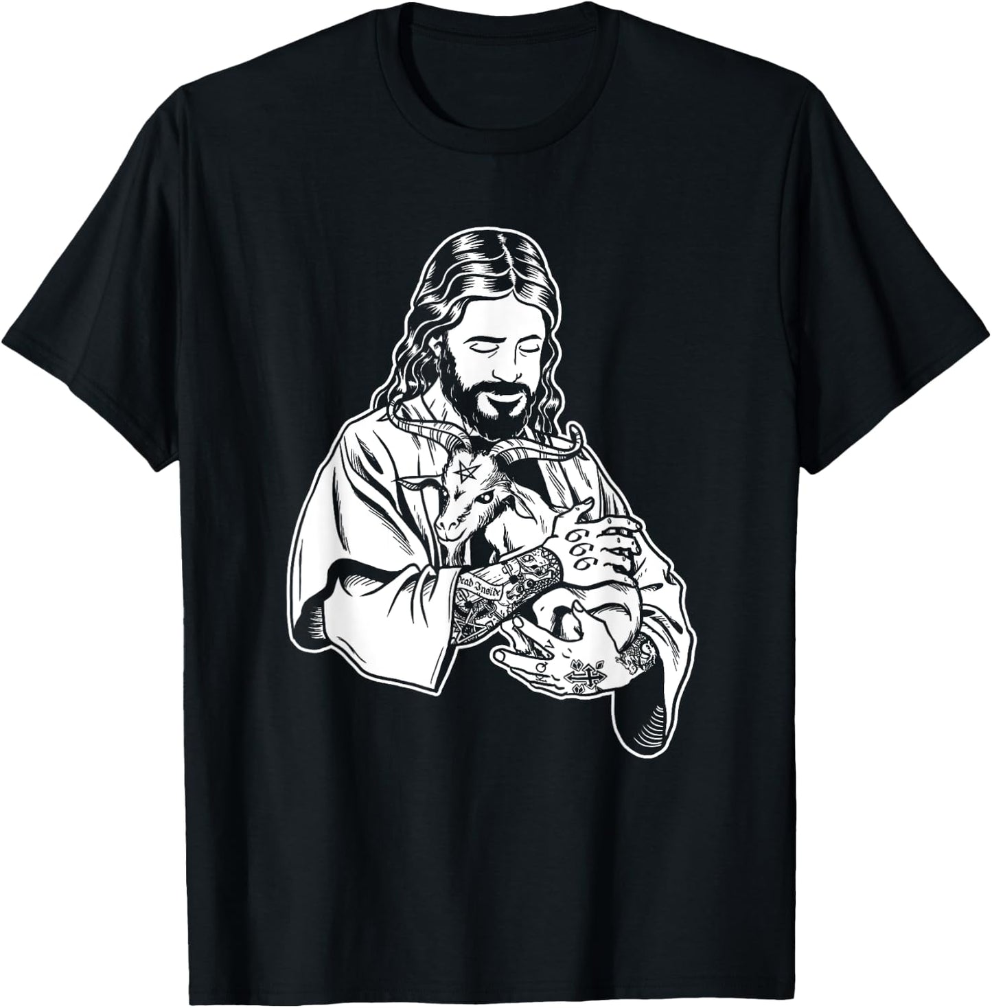 Blackcraft Jesus Loves Satan Baphomet goat Atheist T-Shirt - T-Shirt | Black