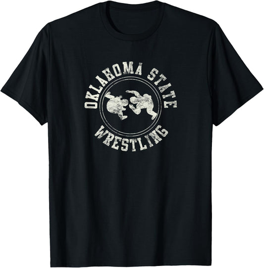 Vintage Oklahoma State Wrestling Logo Shirt T-Shirt - T-Shirt | Black