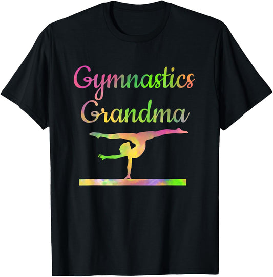 Gymnastics Grandma T Shirt Gymnast Grandmother Gigi Mimi T-Shirt - T-Shirt | Black