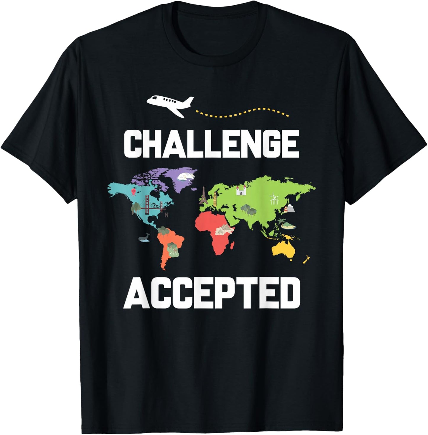 World Map Challenge Travellers T-Shirt - T-Shirt | Black