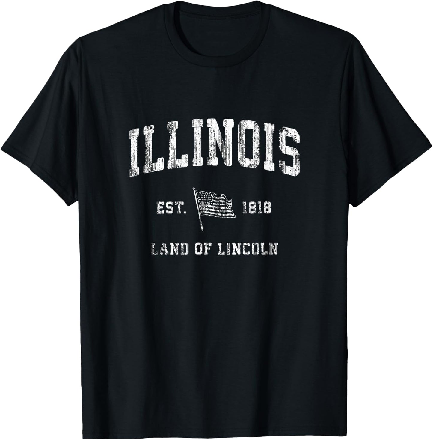 Illinois Vintage US Flag Sports Design Patriotic T-Shirt - T-Shirt | Black