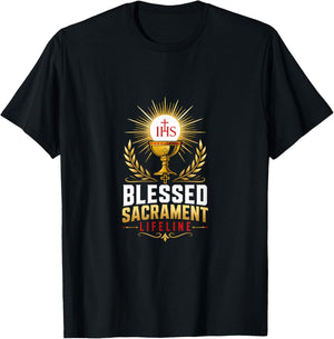 Blessed Sacrament Lifeline Catholic Prayer T-Shirt - T-Shirt | Black