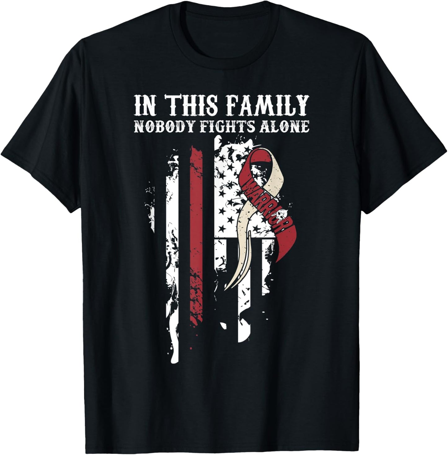 Nobody Alone- Throat Cancer Awareness Support Ribbon T-Shirt - T-Shirt | Black