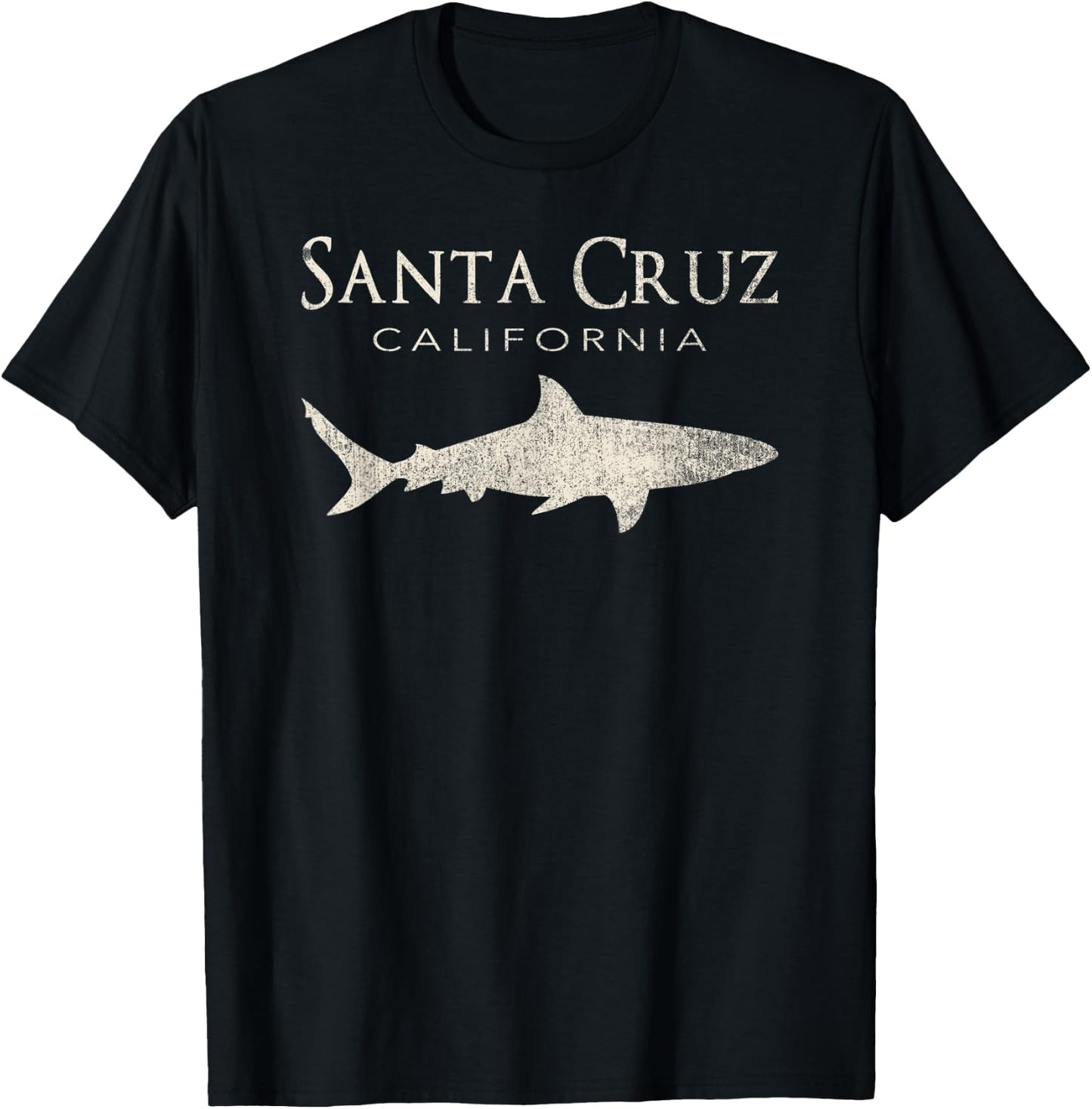 Retro Santa Cruz CA Shark T-Shirt - T-Shirt | Black