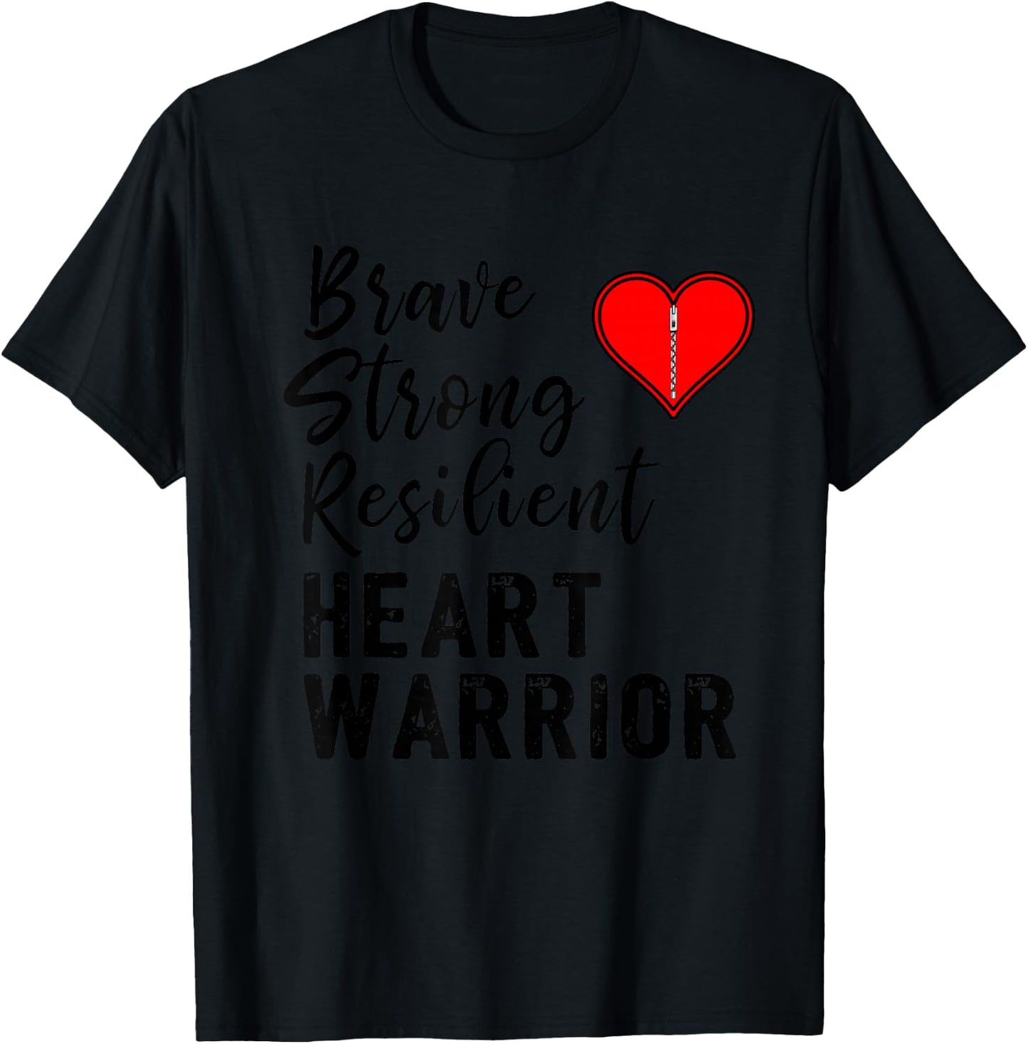 Heart Warrior CHD Awareness Brave Strong Resilient Shirt T-Shirt - T-Shirt | Black