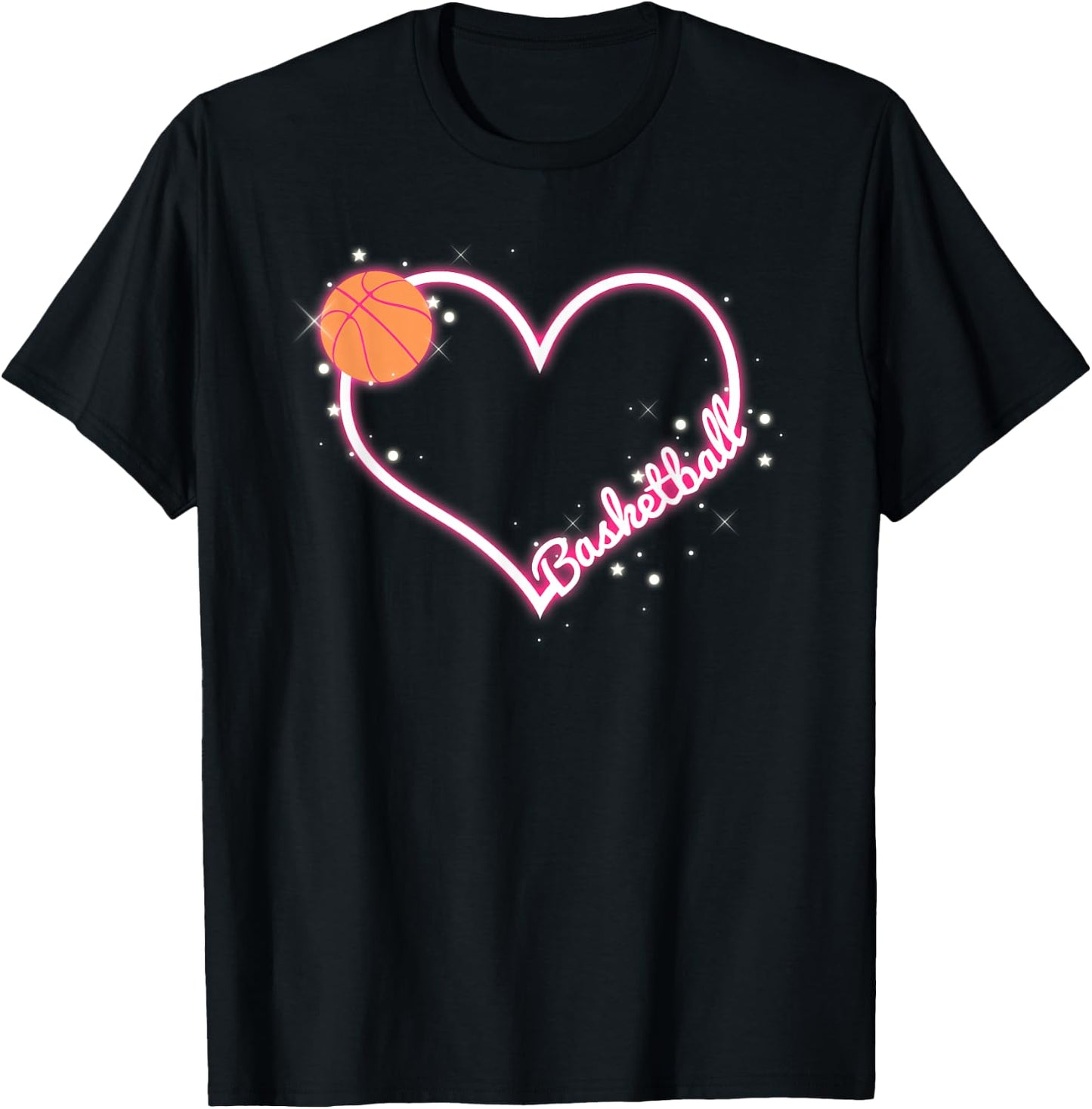 I Love Basketball, Girl Basketball Player Heart T-Shirt - T-Shirt | Black