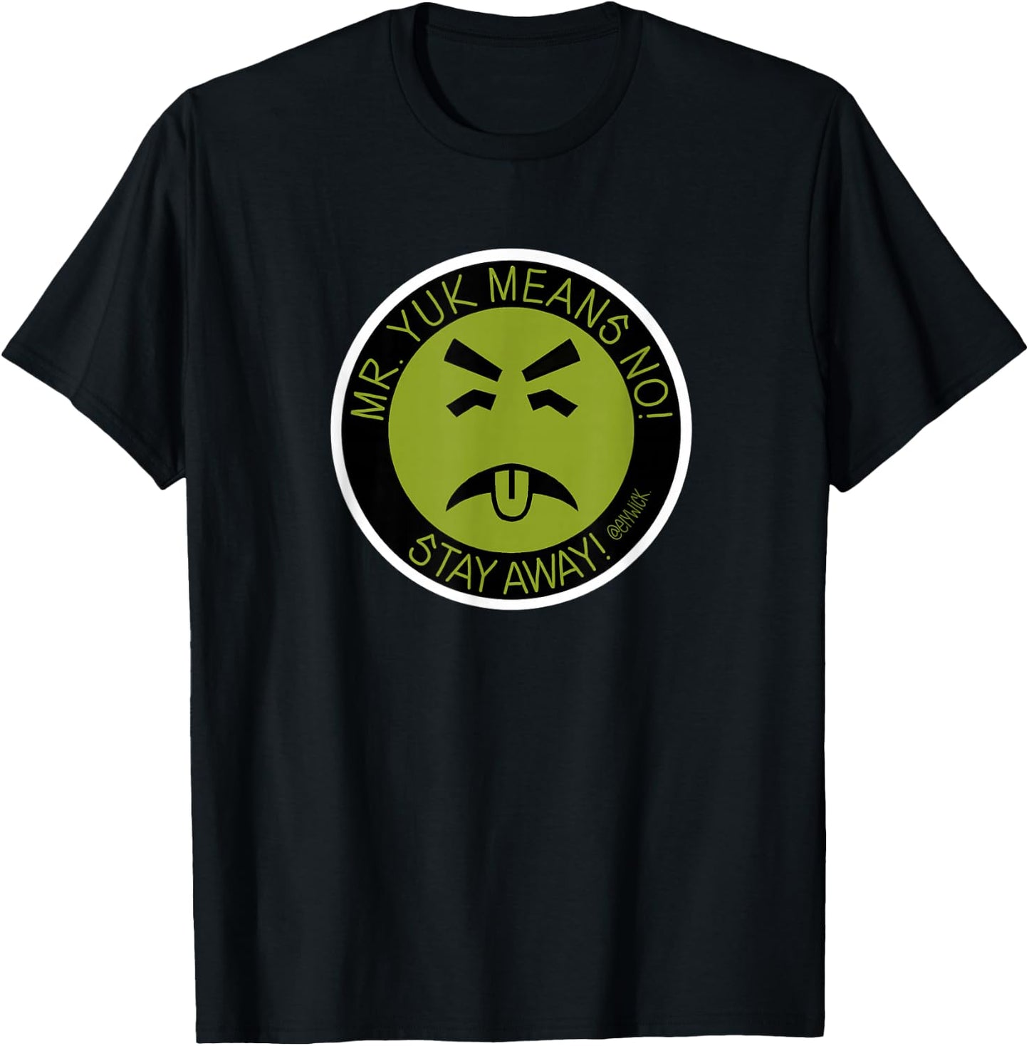 elywick. Adult Mr. Yuk - Black, Small, Short Sleeve, , Classic Fit, Cotton 65% Polyester 35% T-Shirt - T-Shirt | Black